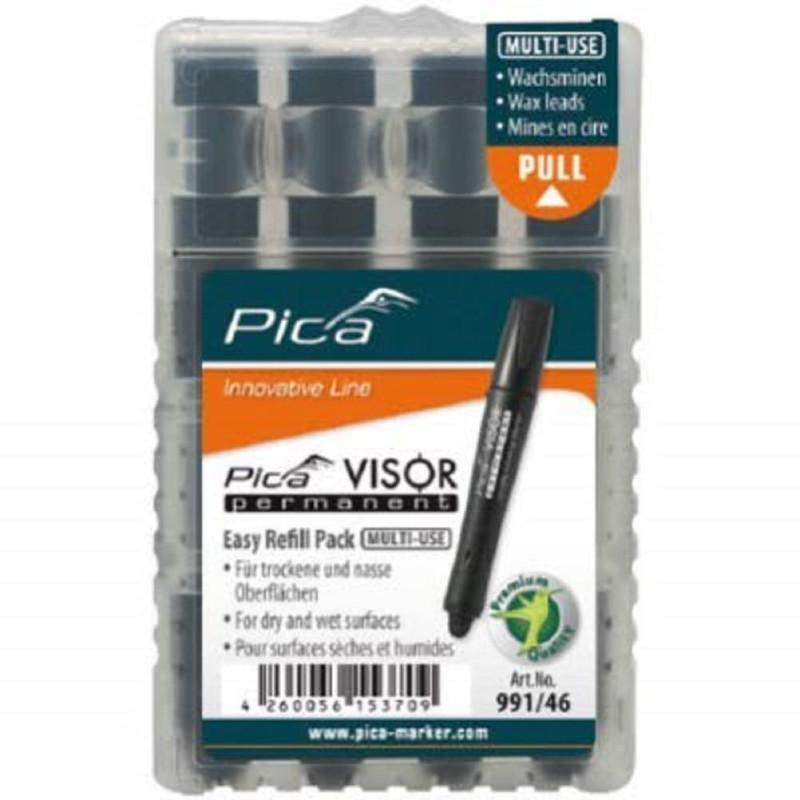 PICA 991/46 - Estuche de 4 minas VISOR permanente Negro