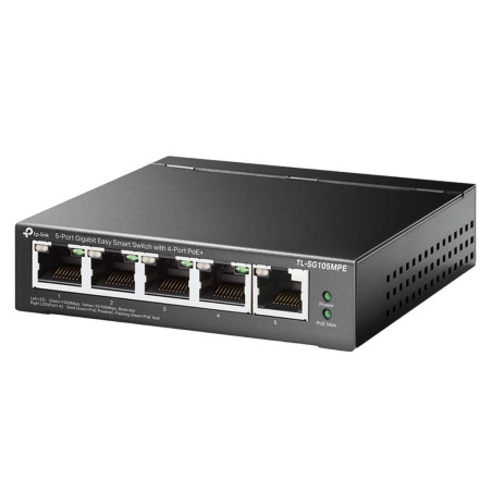 TP-Link Switch PoE TL-SG105MPE, 5 Ports avec 4 Ports PoE+ (120 Watt, IEEE-802.3afat PoE, sans Ventilateur, Plug and Play, boîtie