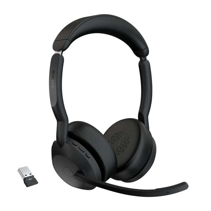 Jabra Evolve2 55 Micro-casque sans fil stéréo avec technologie Jabra Air Comfort, micros à réduction de bruit et ANC. Fonctionne Jabra Evolve2 55 Micro-casque sans fil stéréo avec technologie Jabra Air Comfort, micros à réduction de bruit et ANC. Fonctionne