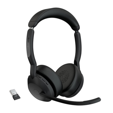 Jabra Evolve2 55 Micro-casque sans fil stéréo avec technologie Jabra Air Comfort, micros à réduction de bruit et ANC. Fonctionne