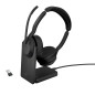 Jabra Evolve2 55, Casque Bluetooth Sans Fil avec Station de Charge, 4 Microphones, Réduction Active du Bruit, Design Léger, 18h Jabra Evolve2 55, Casque Bluetooth Sans Fil avec Station de Charge, 4 Microphones, Réduction Active du Bruit, Design Léger, 18h