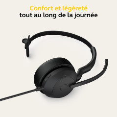 Jabra Evolve2 50 Micro-casque filaire mono - Technologie Jabra Air Comfort, microphones à réduction de bruit et ANC - Certifié M
