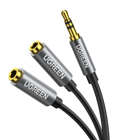 UGREEN Splitter Audio Jack 3.5mm Mâle vers Double Jack Femelle Adaptateur Casque Écouteur Câble Stéréo Compatible avec PC Téléph