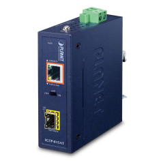 Planet IP30 Compact Size Industrial 100/1000BASE-X SFP to, IGTP-815AT (100/1000BASE-X SFP to 10/100/1000BASE-T 802.3at PoE+ Medi
