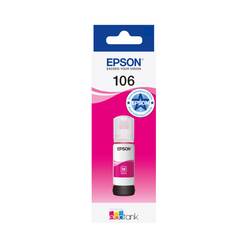 Epson 106 EcoTank Magenta, Bouteilles d'encre d'origine, ET-7700 ET-7750 Epson 106 EcoTank Magenta, Bouteilles d'encre d'origine, ET-7700 ET-7750