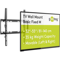 goobay Support TV Mural Fixe 32-55 Pouces Ultra-Plat 20,5 mm VESA 400x400 Jusqu'à 35 kg - Basic Fixed M - 49730