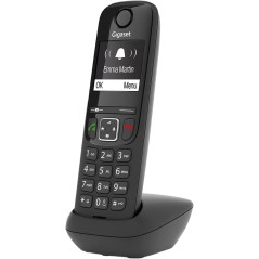 Gigaset AS690HX Téléphone Portable avec Fonction Mains Libres de Haute qualité, Clavier éclairé et Grand écran, liste Noire, Jou