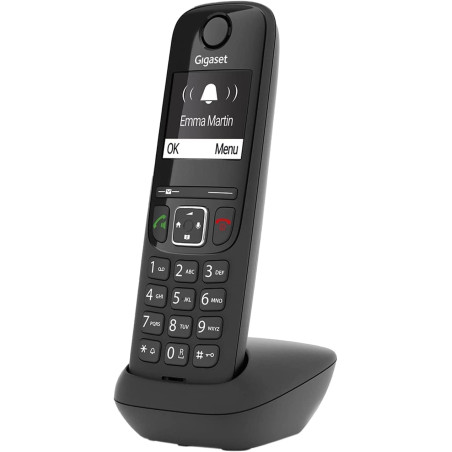 Gigaset AS690HX Téléphone Portable avec Fonction Mains Libres de Haute qualité, Clavier éclairé et Grand écran, liste Noire, Jou