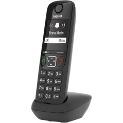 Gigaset AS690HX Téléphone Portable avec Fonction Mains Libres de Haute qualité, Clavier éclairé et Grand écran, liste Noire, Jou