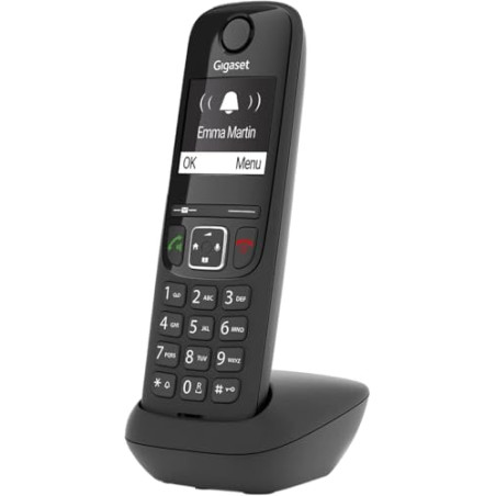 Gigaset AS690HX Téléphone Portable avec Fonction Mains Libres de Haute qualité, Clavier éclairé et Grand écran, liste Noire, Jou