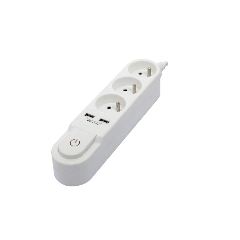 Multiprise Design 3x16A + 2xUSB 1,5m - Blanc - Chacon Multiprise Design 3x16A + 2xUSB 1,5m - Blanc - Chacon