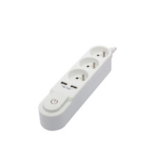 Multiprise Design 3x16A + 2xUSB 1,5m - Blanc - Chacon