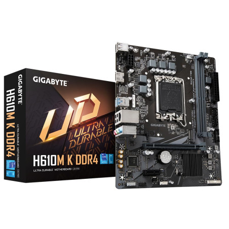 GIGABYTE H610M K DDR4 Carte mère - Compatible avec processeurs Intel Core 14th Gen CPUs, 3+1+1 Phases Hybrid Power Design, up to
