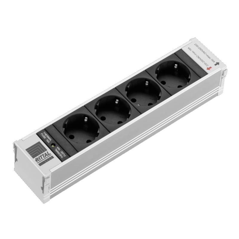 RITTAL DK PSM Module multiprise 4 Prises Schuko Non commutable avec Protection Contre Les surtensions Noir