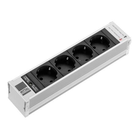RITTAL DK PSM Module multiprise 4 Prises Schuko Non commutable avec Protection Contre Les surtensions Noir