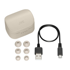 JVC écouteurs True Wireless, Embouts à mémoire de Forme, résistant à l'eau (IPX5), Bluetooth 5.1, HA-A11T-T (Marron)
