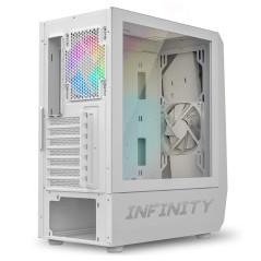 Spirit Of Gamer - Infinity Artic | Boitier PC Gamer Blanc RGB Moyen ATX | Tour PC Gaming Vide avec Paroi Latérale en Verre Tremp