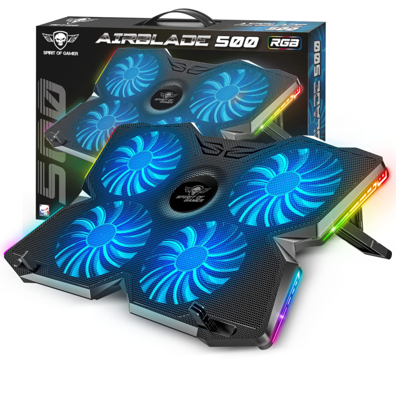 Spirit Of Gamer, Refroidisseur PC Portable 10" à 17", 4 Ventilateurs Silencieux, Compatible PS5, PS4, Xbox & PC, Plaque de Refro