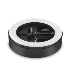 Hama Lampe Annulaire LED avec Support (Ring Light LED Portatif, Reglable, Anneau Lumineux 10.2 Pouces, Extensible 52 à 138cm, Té