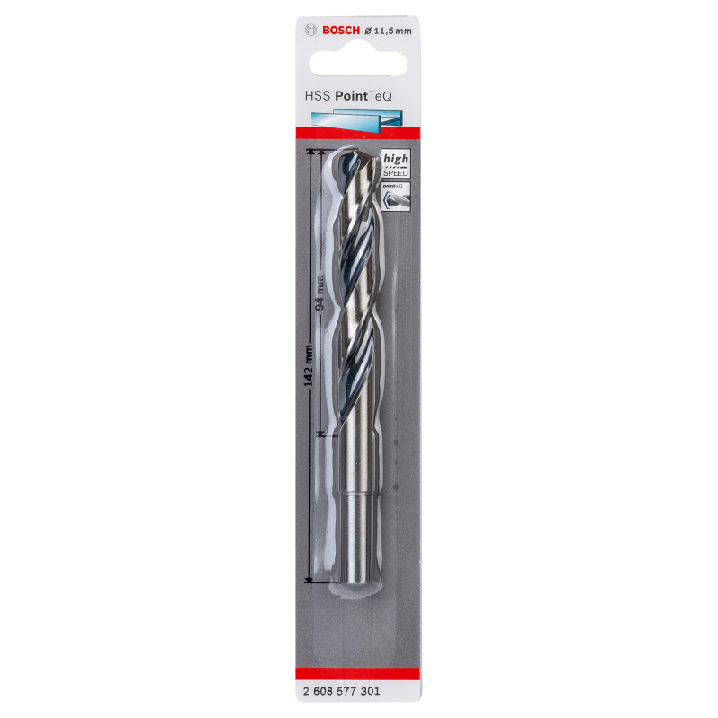 Bosch Accessories 1x Forets hélicoïdaux HSS PointTeQ (pour métal, emmanchement réduit 11,5 x 94 x 142 mm, accessoires pour perce Bosch Accessories 1x Forets hélicoïdaux HSS PointTeQ (pour métal, emmanchement réduit 11,5 x 94 x 142 mm, accessoires pour perce