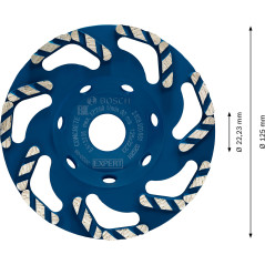 Bosch 1x EXPERT Concrete Diamond Grinding Heads (pour Béton, Béton, Ø 125 mm, Professional Accessoire Meuleuse à béton)