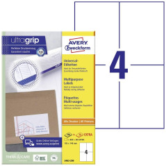 Avery 800 Etiquettes Autocollantes Multi-usages (4 par Feuille) - 105x148mm - Impression Laser - Jet d'Encre - Blanc (3483)