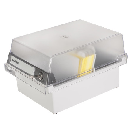 HAN 966-S-631, Boîte à fiches Collection spéciale A6 horiz, pour 800 fiches, avec serrure, couvercle amovible et étiquette d'ind