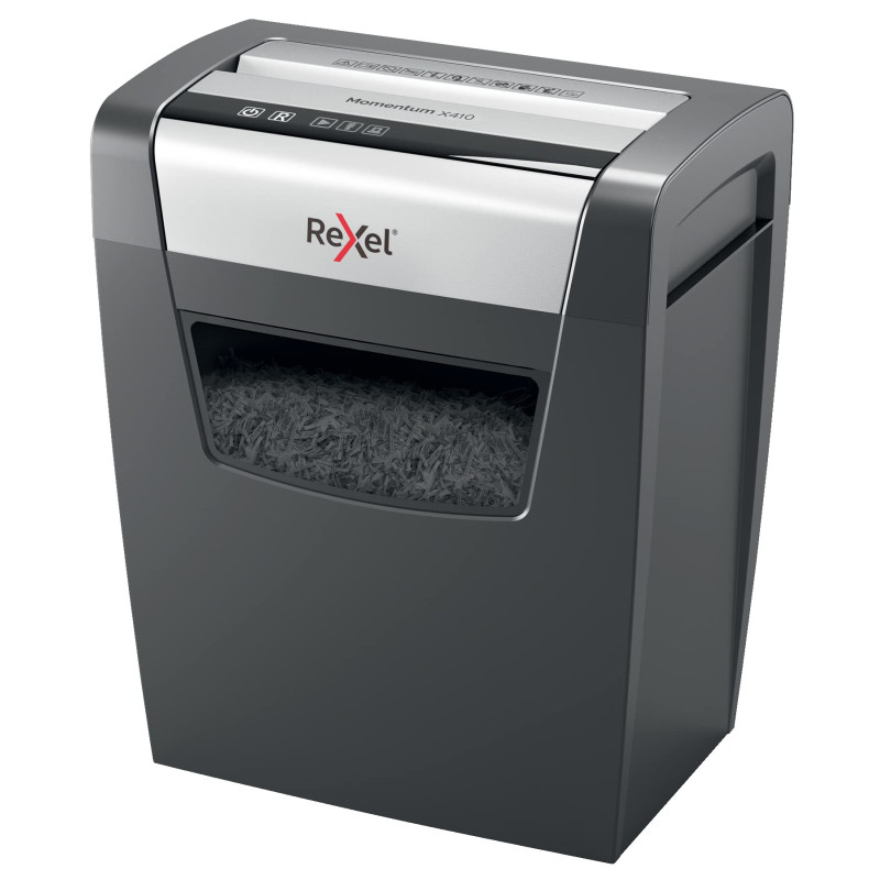 Rexel 2104571EU Momentum X410 - Destructeur de Documents Coupe Croisée Sécurité P4, Capacité 11-10 Feuilles (70-80 g/m²), Corbei