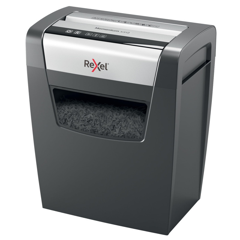 Rexel Momentum X312 - Destructeur de Documents Coupe Croisée Sécurité P3, Capacité 13-12 Feuilles (70-80 g/m²), Corbeille 23 lit