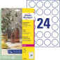 AVERY - Zweckform Etiquettes Crystal Clear, diamètre: 40 mm pour surfaces miroitantes comme le verre AVERY - Zweckform Etiquettes Crystal Clear, diamètre: 40 mm pour surfaces miroitantes comme le verre