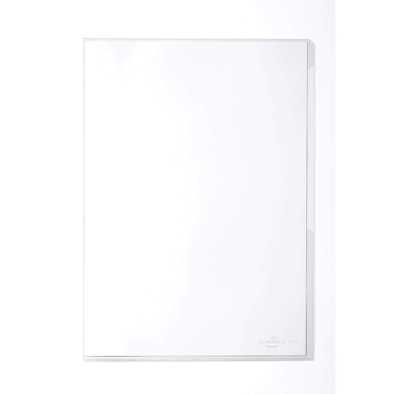 Durable 231319 Pochette Coin pour Document Format A4 - Polypro lisse - épaisseur 0,12mm - Transparent - Sachet de 10 Durable 231319 Pochette Coin pour Document Format A4 - Polypro lisse - épaisseur 0,12mm - Transparent - Sachet de 10