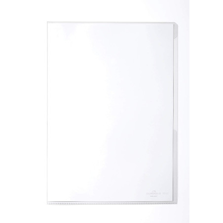 Durable 231319 Pochette Coin pour Document Format A4 - Polypro lisse - épaisseur 0,12mm - Transparent - Sachet de 10