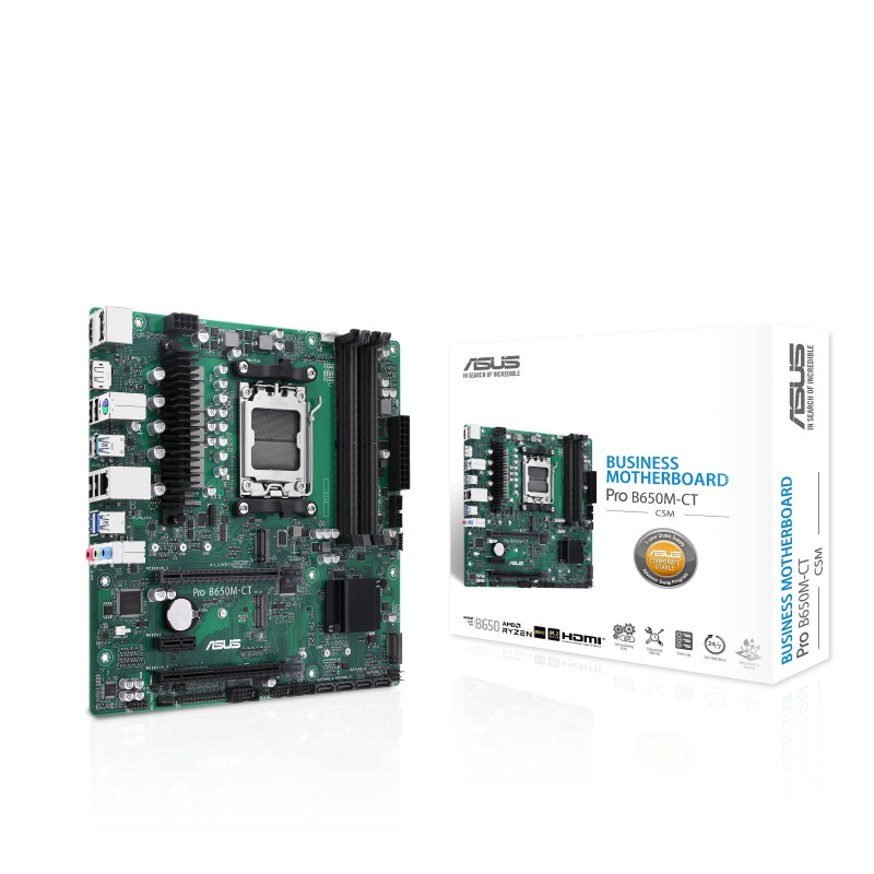 ASUS PRO B650M-CT-CSM – Carte mère PRO AMD AM5 B650 Micro-ATX (DDR5, PCIe 4.0, M.2 PCIe 5.0, HDMI, USB 3.2 Gen 2, USB 3.2 Gen 1 
