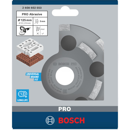 Bosch 1x Meules assiettes diamantées PRO Abrasive pour alésage 22,23 et meuleuses à béton (pour Briques silicocalcaires, Brique,