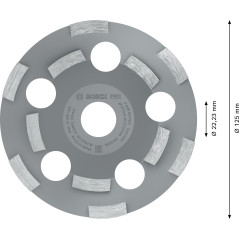 Bosch 1x Meules assiettes diamantées PRO Abrasive pour alésage 22,23 et meuleuses à béton (pour Briques silicocalcaires, Brique,