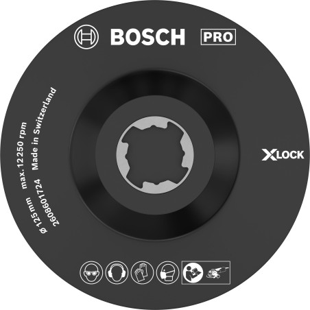 Bosch Accessories 2608601724 Plateau de Ponçage SCM (avec Tige de Centrage, X-LOCK, Ø 125 mm)