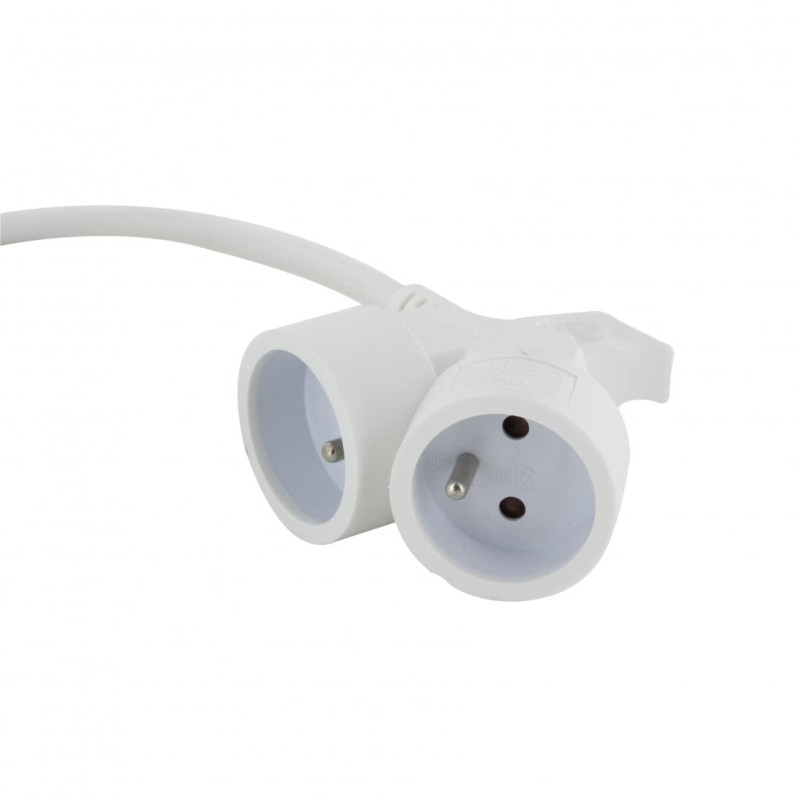 Prolongateur Double tête 5m - Blanc - Chacon