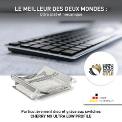 CHERRY KW X ULP, Clavier mécanique Haut de Gamme Ultra-Plat, Disposition française (AZERTY) Clavier Compact Multi-appareils Jusq