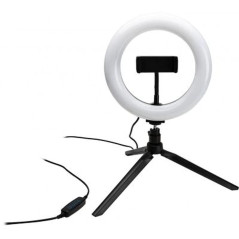 Vlogging Kit Eclairage Anneau Blanc L Diamètre 20cm Trépied 1.6m Noir Bigben