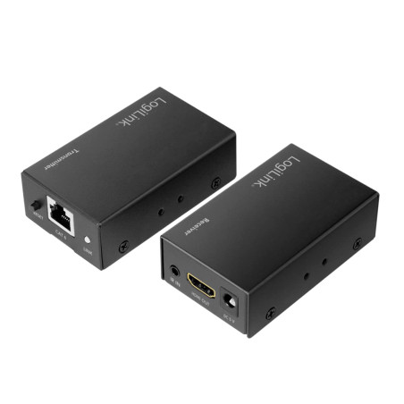 LogiLink HD0023 Kit d'extension HDMI Full HD (Via LAN), 60 m (2560 x 1440/60 Hz), pour rallonger Les signaux HDMI Via câble rése