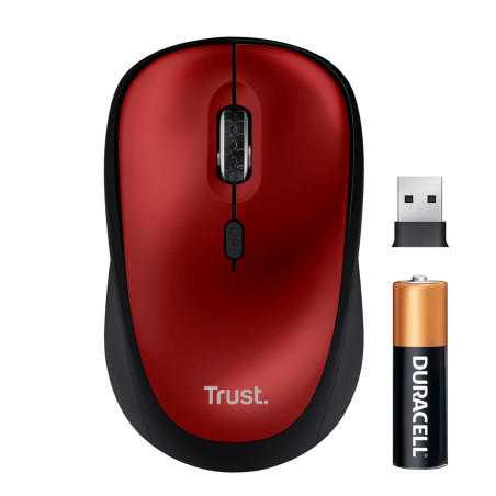 Trust Yvi+ Souris sans Fil Silencieuse avec Conception Durable, 800-1600 DPI, pour Gauchers et Droitiers, Récepteur USB Stockabl