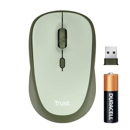 Trust Yvi+ Souris sans Fil Silencieuse avec Conception Durable, 800-1600 DPI, pour Gauchers et Droitiers, Récepteur USB Stockabl