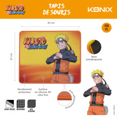 Konix Naruto Shippuden Tapis de Souris Gaming 32 x 27 cm - Surface en Silicone 3D - Motif Naruto