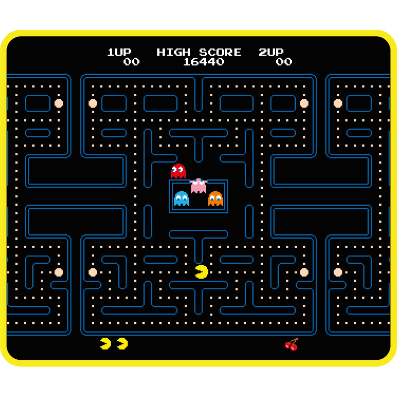 Konix Pac-Man Tapis de Souris Gaming 32 x 27 cm - Surface en Silicone 3D Ultra Fine - Base antidérapante en Caoutchouc - Noir et