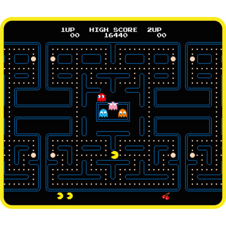 Konix Pac-Man Tapis de Souris Gaming 32 x 27 cm - Surface en Silicone 3D Ultra Fine - Base antidérapante en Caoutchouc - Noir et