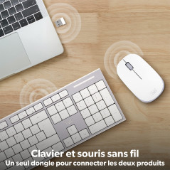 T’NB Clavier et Souris sans Fil Radiofréquence, Clavier AZERTY Français, Compact, Confortable Et Silencieux, Raccourcis Multiméd