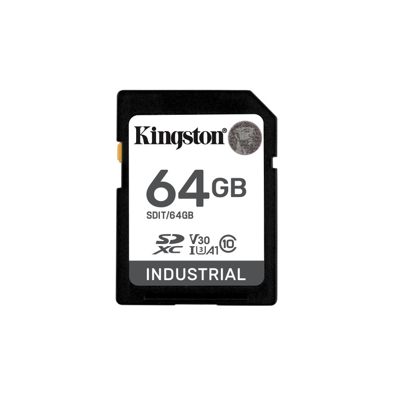 Kingston Industrial Carte SDXC 64GB Class 10, UHS-I, U3, V30, A1 pSCL Kingston Industrial Carte SDXC 64GB Class 10, UHS-I, U3, V30, A1 pSCL