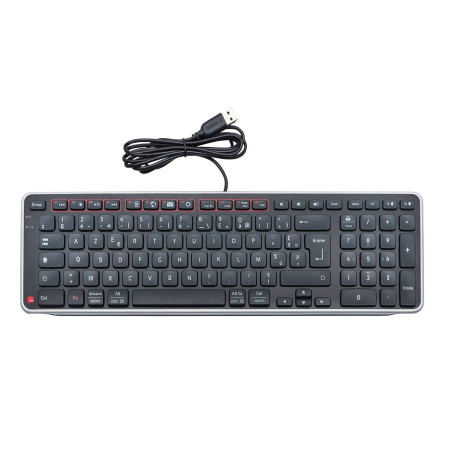 Contour Balance Keyboard Wired | Clavier Filaire | Mise en Page française | Super Mince | Pavé numérique + Touches multimédias |