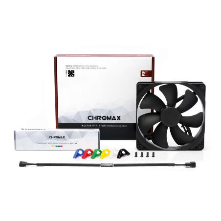 Noctua NF-A14 PWM chromax.black.swap, Ventilateur Silencieux Haut de Gamme, 4 Broches (140 mm, Noir)