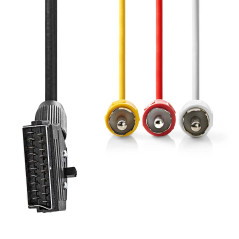 NEDIS Câble péritel commutable Scar T mâle - 3 x RCA mâle